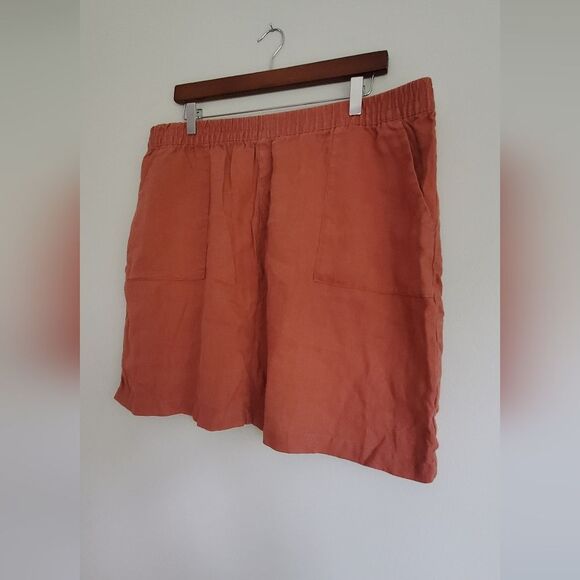 Garnet Hill 100% Linen Rust Orange Plus Skirt with Front Pockets Size 18 - Picture 3 of 10